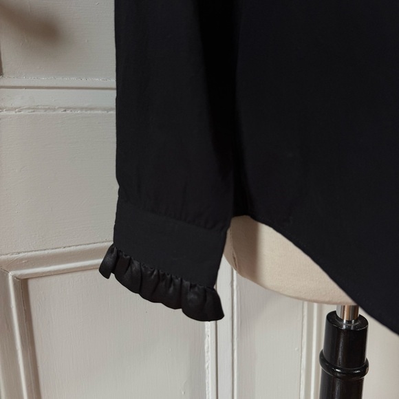 Mille Resort & Travel Women’s Elegant Black Ruffle Collar Button Down Top XS - Picture 3 of 11